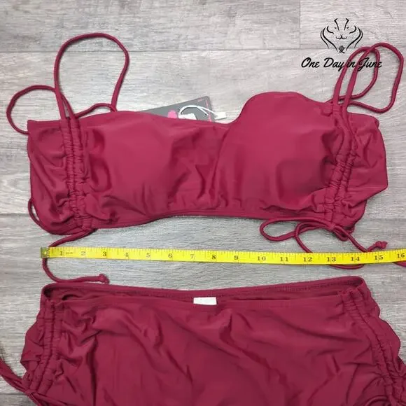 Shekini Drawstring Tube Top Bikini Swimsuit Size XL - Picture 5 of 6